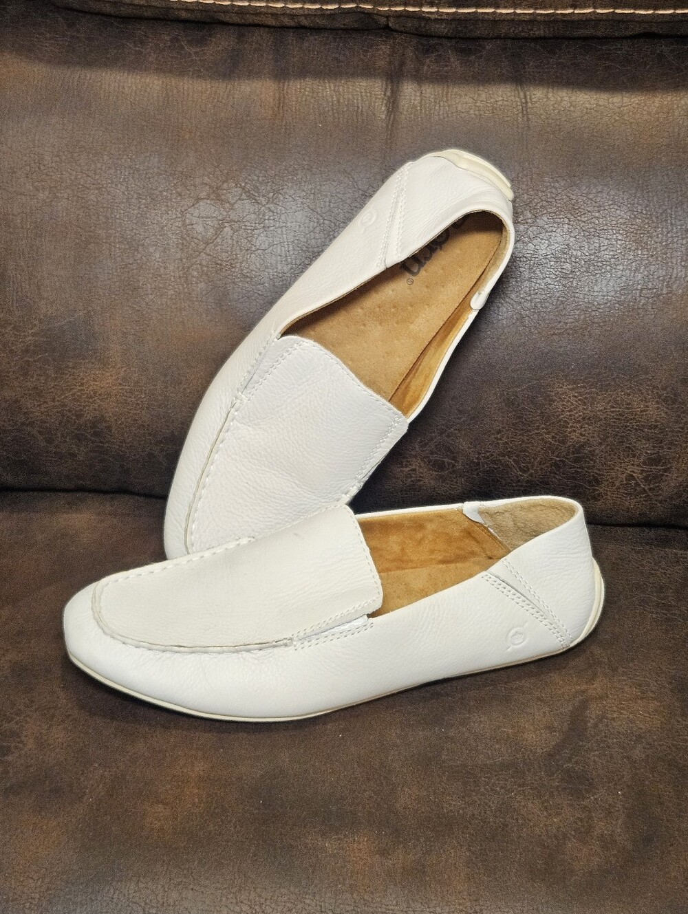 11 Born Allan Driving Shoes Moccasins Loafers Slip On White/off-white